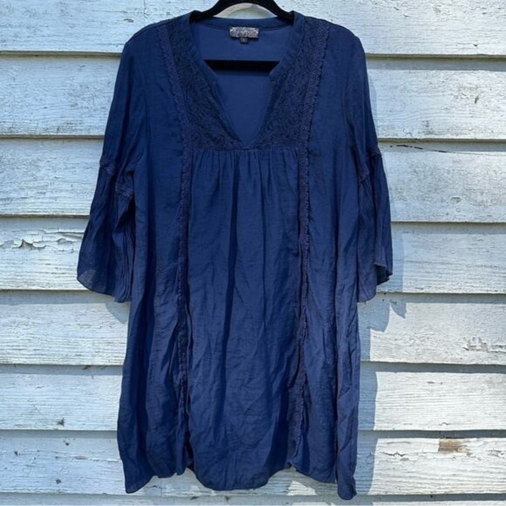 J Jill Womens Dress Shift lace Bell Sleeve Bohemien Mini